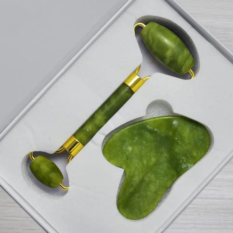 Kit Massageador Facial de Rolinho de Jade - Top-shoop